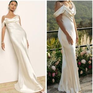 Reformation Rhonda silk wedding dress ivory NWT